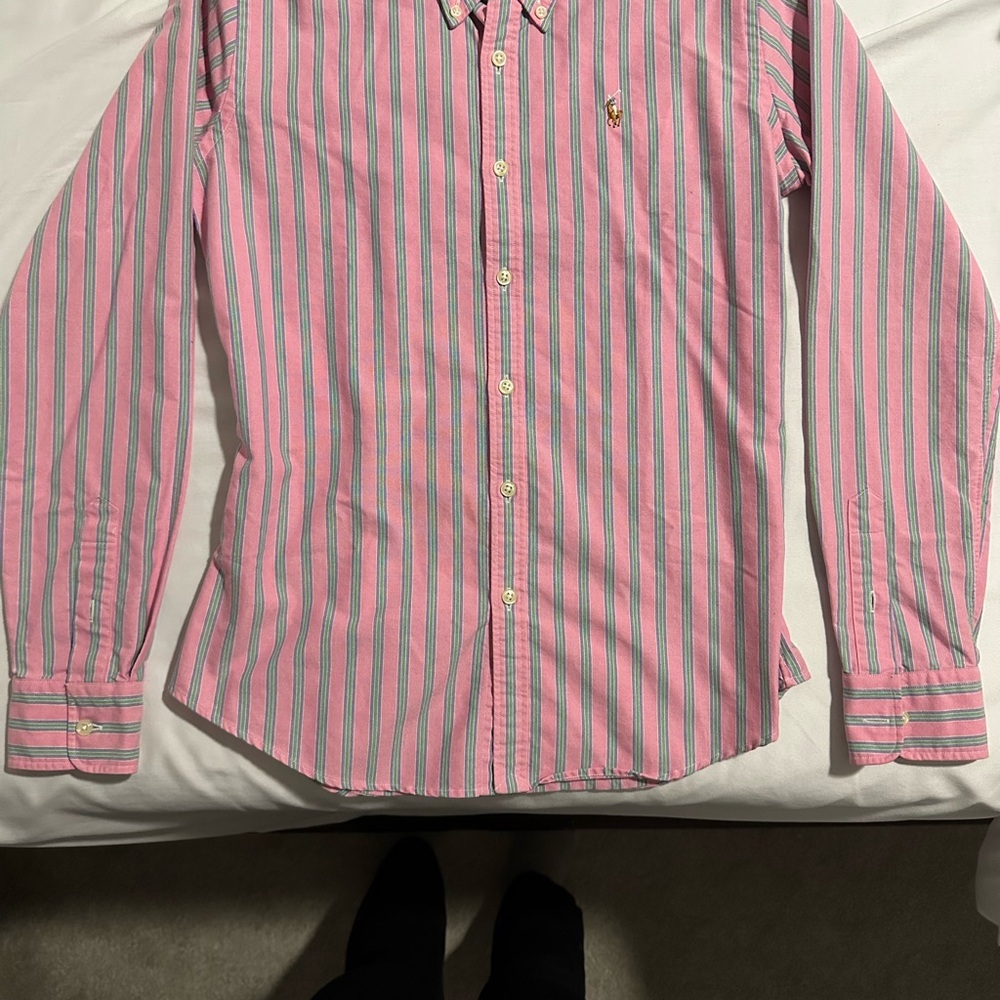 Pink Striped Ralph Lauren Women’s Oxford button down
